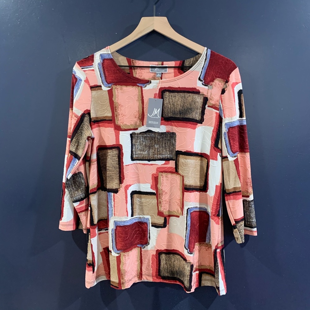 JM Collection Quarter Sleeve Multi Colored Blouse